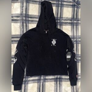 Lurking Class by Sketchy Tank Queen Black Crop Hoodie